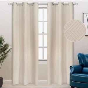 Embossed Textured Curtains - 40 x 84 Inch, Ivory